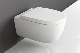 Design Hänge WC Spülrandlos Toilette inkl. WC Sitz mit Softclose Absenkautomatik + abnehmbar kurz -