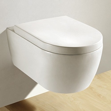 NEG Hänge-WC Uno11 (Tiefspüler) Toilette mit geschlossenem Unterspülrand, Duroplast Soft-Close-Deckel und Nano-Beschichtung - 