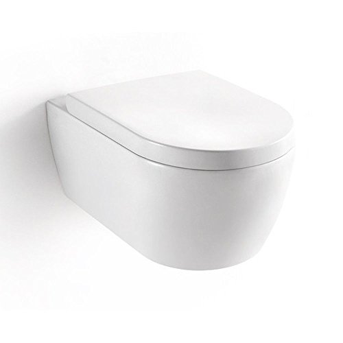 NEG Hänge-WC Uno11 (Tiefspüler) Toilette mit geschlossenem Unterspülrand, Duroplast Soft-Close-Deckel und Nano-Beschichtung -