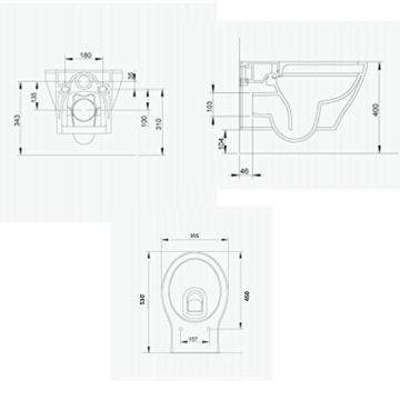 Spülrandloses Hänge WC Keramik Toilette ohne Spülrand inkl. Duroplast WC-Sitz mit Soft-Close / Quick Release Funktion passend zu GEBERIT - 