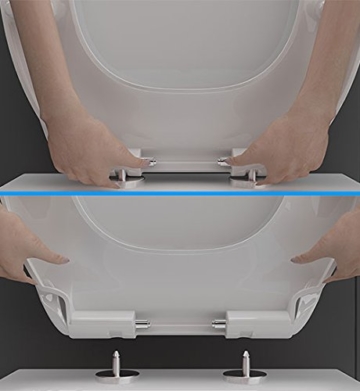 Spülrandloses Hänge WC Keramik Toilette ohne Spülrand inkl. Duroplast WC-Sitz mit Soft-Close / Quick Release Funktion passend zu GEBERIT - 