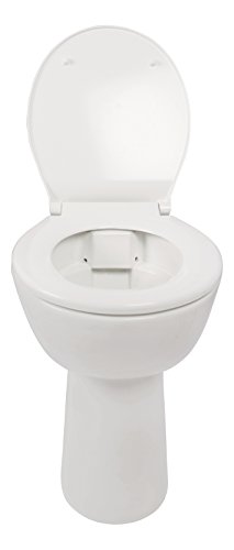 Stand-WC-Set +7 cm | Spülrandlos | Erhöhtes WC | Inklusive WC-Sitz | Für Senioren und große Menschen | Tiefspüler | Abgang waagerecht | Weiß | Spülrandlose Toilette | Spülrandloses WC | Stand-WC | Einfache Reinigung - 