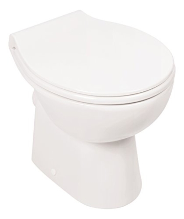 Stand-WC | Spülrandlos | Inklusive WC-Sitz | Tiefspüler | Abgang waagerecht | Weiß | Toilette | Spülrandloses WC | Klo | Toilettensitz | Stand-Wc | Design | Keramik | Modern | Hygiene -
