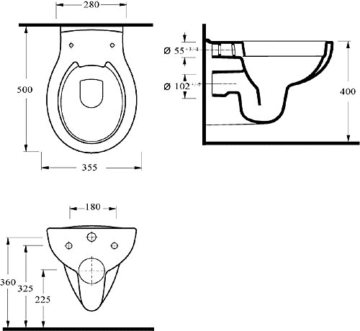 Wand-WC-Set Jonas | Spülrandlos | Inklusive WC-Sitz | Tiefspüler | Weiß | Spülrandlose Toilette | Spülrandloses Hänge-WC | Hängetoilette | Hygiene Plus | einfache Reinigung - 